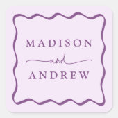 紫モダンの波状のフレ結婚ーム スクエアシール (正面)