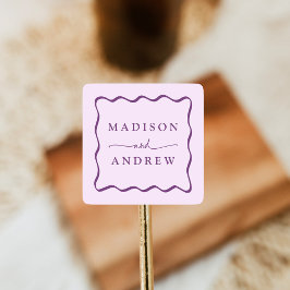 紫モダンの波状のフレ結婚ーム スクエアシール