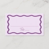 紫モダンの波状のフレ結婚ーム プレイスカード (正面)
