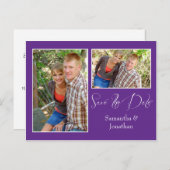 紫モダンの白いコラージュ日付を保存 案内ポストカード (正面/裏面)