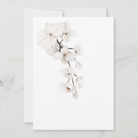 紫モダンの白い蘭の花結婚の数 セーブザデート (裏面)