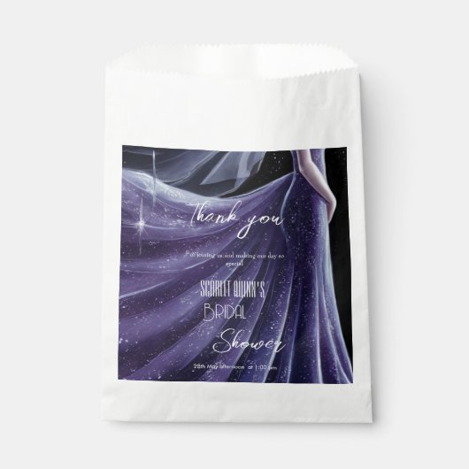 紫モダンの結婚ガウンのブライダルシャワー#3 フェイバーバッグ (正面)