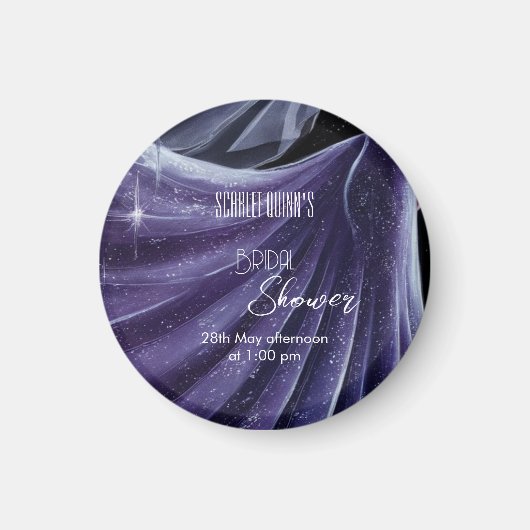 紫モダンの結婚ガウンブライダルシャワー#2 マグネット (正面)