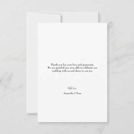 紫モダンの結婚写真Thank Script サンキューカード (裏面)