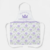 紫モダンの花柄 エプロン (正面)