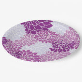 紫モダンの花柄 ペーパープレート (アングル)