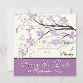 紫モダンの花結婚式Save Date セーブザデート (正面)