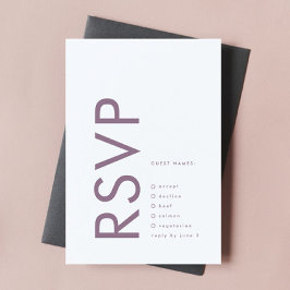 紫モダンの薄紫名を表すシンプル結婚の 出欠カード