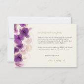 紫モダンの蘭の金ゴールド結婚の写真ありがとう サンキューカード (裏面)