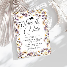 紫モダンの野花の卒業日を保存 招待状