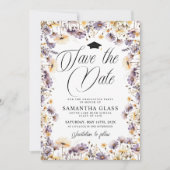 紫モダンの野花の卒業日を保存 招待状 (正面)