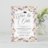 紫モダンの野花の卒業日を保存 招待状 (スタンド正面)