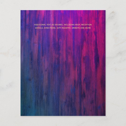 紫モダンの金ゴールド予算の結婚式の招待 (裏面)