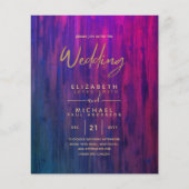 紫モダンの金ゴールド予算の結婚式の招待 (正面)