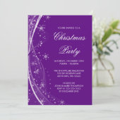 紫モダンの雪片が渦巻くクリスマスパーティー 招待状 (スタンド正面)
