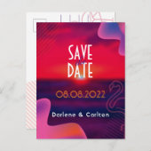 紫モダンの鮮やか夕日を保存 案内ポストカード (正面/裏面)