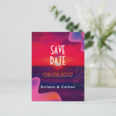 紫モダンの鮮やか夕日を保存 案内ポストカード (スタンド正面)