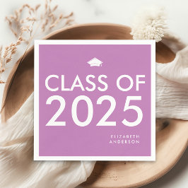 紫モダンはっきりしたパーソナライズされた卒業党 スタンダードカクテルナプキン