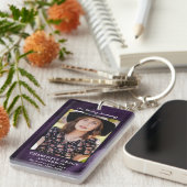 紫モダンアゲート葬儀写真記念祈りの言葉 キーホルダー (正面右)