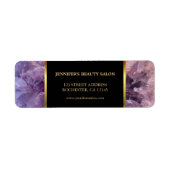 紫モダンアメジスト宝石金ゴールドリターンアドレス ラベル (正面)