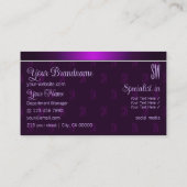 紫モダンイニシャルプロフェッショナルスタイリッシュ 名刺 (裏面)