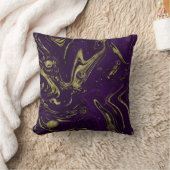 紫モダンエレガントと金ゴールドの大理石スワール クッション (ブランケット)