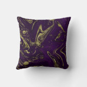 紫モダンエレガントと金ゴールドの大理石スワール クッション (裏面)