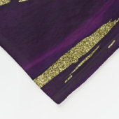 紫モダンエレガントと金ゴールドの大理石スワール フリースブランケット (角)