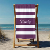 紫モダンエレガントのストライプパターン名 ビーチタオル