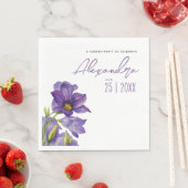 紫モダンエレガントの花ガーデン水彩 スタンダードランチョンナプキン (インサイチュ)