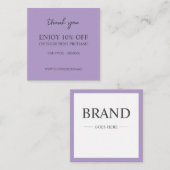 紫モダンエレガントカスタム割引カード スクエア名刺 (正面/裏面)