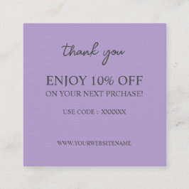 紫モダンエレガントカスタム割引カード スクエア名刺