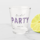 紫モダンエレガントグリッターブライダルシャワーパーティー ショットグラス (正面)