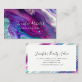 紫モダンエレガントピンク大理石メイクアップアーティスト 名刺 (正面/裏面)