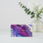 紫モダンエレガントピンク大理石メイクアップアーティスト 名刺 (スタンド正面)