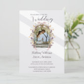 紫モダンエレガントフローラフォトアー結婚チ 招待状 (スタンド正面)