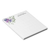 紫モダンエレガントフローラ水彩机 ノートパッド (アングル)