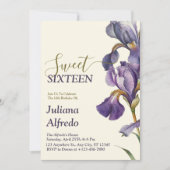 紫モダンエレガントベージュフローラSweet sixteen16 招待状 (正面)