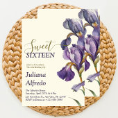 紫モダンエレガントベージュフローラSweet sixteen16 招待状