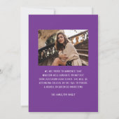 紫モダンエレガント弓2写真卒業 案内状 (裏面)