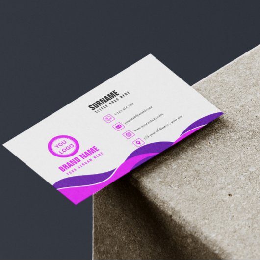 紫モダンエレガント 名刺