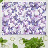 紫モダンカラフル蝶 キッチンタオル (折り畳み)