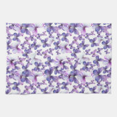 紫モダンカラフル蝶 キッチンタオル (横)