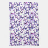 紫モダンカラフル蝶 キッチンタオル (縦)
