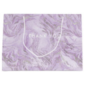 紫モダンガーリーグリッター大理石パーソナライズされた ラージペーパーバッグ (正面)