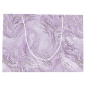 紫モダンガーリーグリッター大理石パーソナライズされた ラージペーパーバッグ (裏面)
