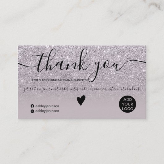 紫モダングリッターグラデーション注文感謝してい前 名刺 (正面)