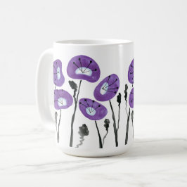 紫モダンケシ水彩花茶と コーヒーマグカップ