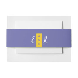 紫モダンコンテンポラリー黄結婚モノグラム 招待状ベリーバンド