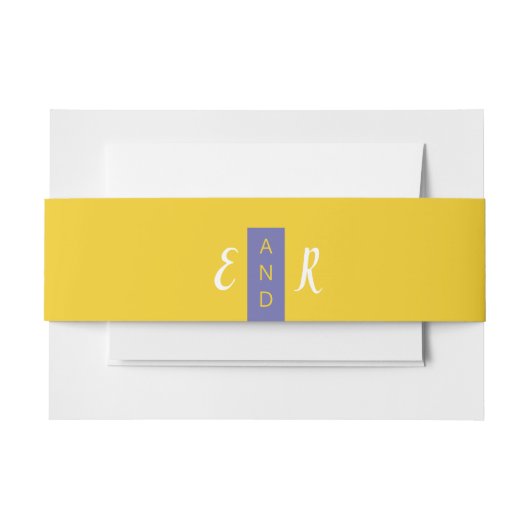 紫モダンコンテンポラリー黄結婚モノグラム 招待状ベリーバンド (正面例)